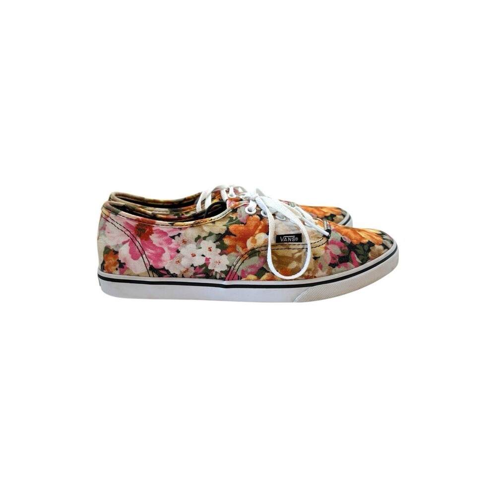 Vans Authentic Floral Low Top Sneakers Mens 6 Womens 7.5 Pink Orange Multicolor